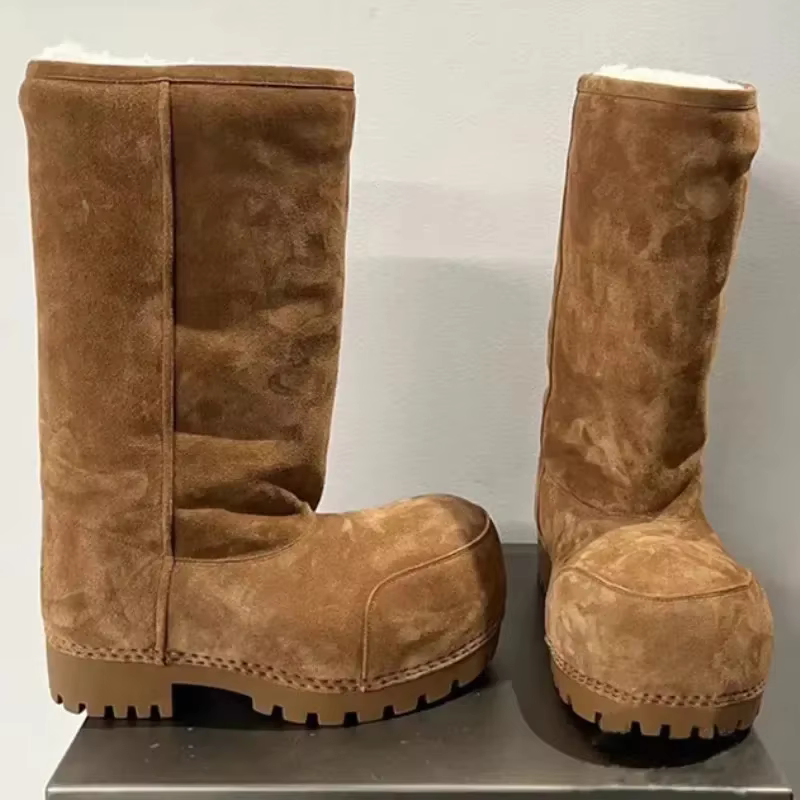 Careaymade-Style d'hiver moche mignon grosse tête bottes de neige pain bottes hommes femmes fond épa