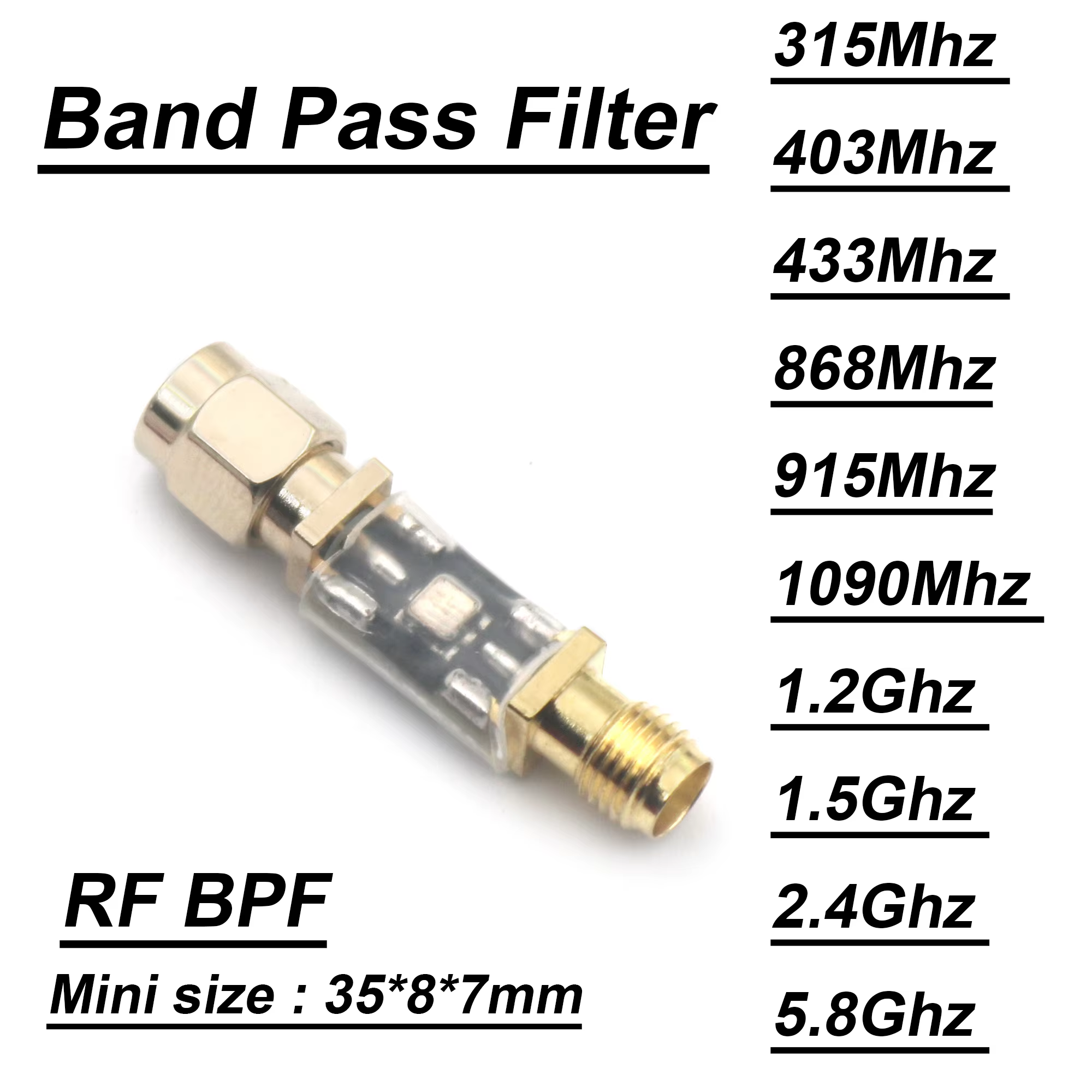 Filtre passe-bande RF BPF 433M 868M 915M 1.2G 1.5G 2.4G 5.8G, filtre passe-bande LC, amplificateur R