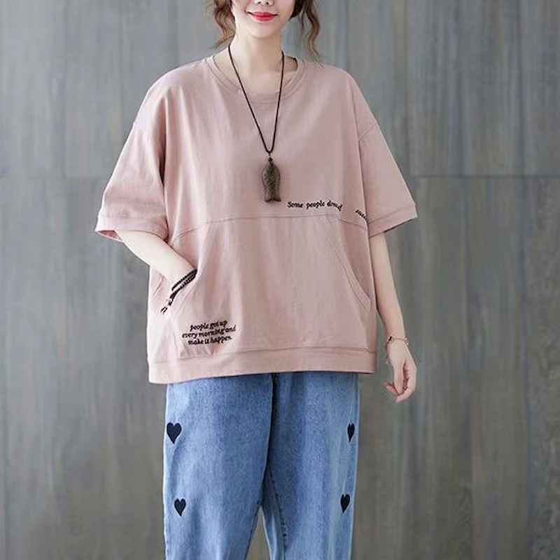 T-shirt à manches courtes pour femmes, 98% coton, mode, broderie, niche, décontracté, été