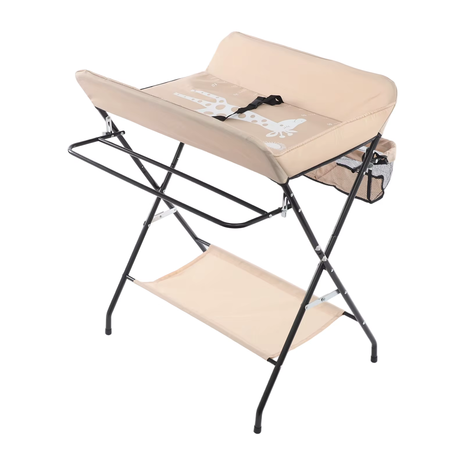 Table à langer pliable pour bébé, capacité de 33 lb, station à couches portable avec panier de range