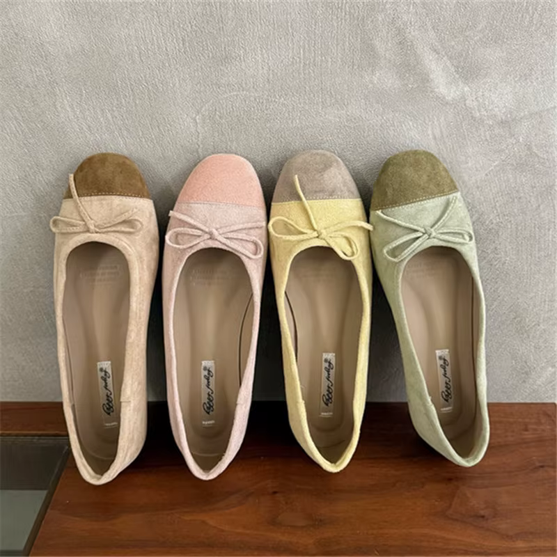 Bailamos 2026 – Nouvelles Ballerines Décontractées pour Femmes en Velours Doux, Élégantes, à Bout Ro
