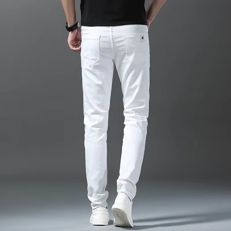 2025 printemps été nouveau 98% coton hommes Slim jean droit décontracté mode crayon pantalon haute q