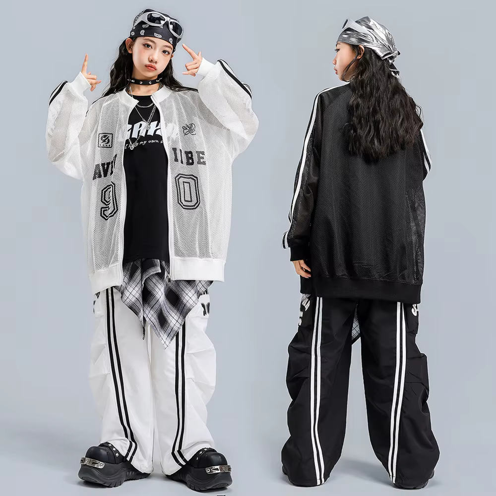 Enfants garçons filles Streetwear Hiphop maille Baseball veste pantalon ensembles enfants manteau pa