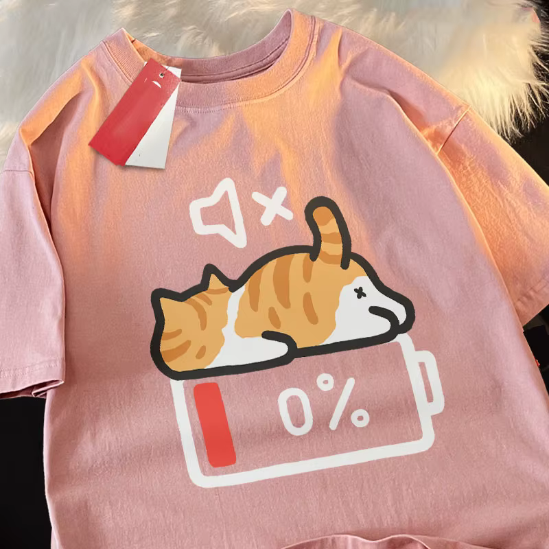 T-shirt ample à manches courtes pour femme enceinte, Style rétro, imprimé chat, avec haut à col rond