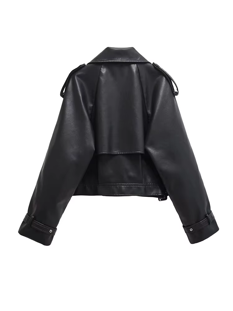 BBWM Faux cuir Bomber vestes pour femme veste mode recadrée femme Streetwear vêtements d'extérieur à