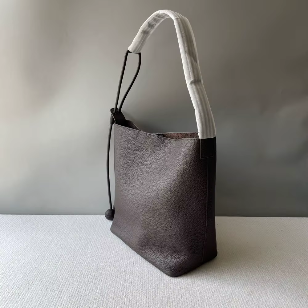 Sac seau en cuir de vachette première couche, style décontracté haut de gamme, sac à main en cuir vé