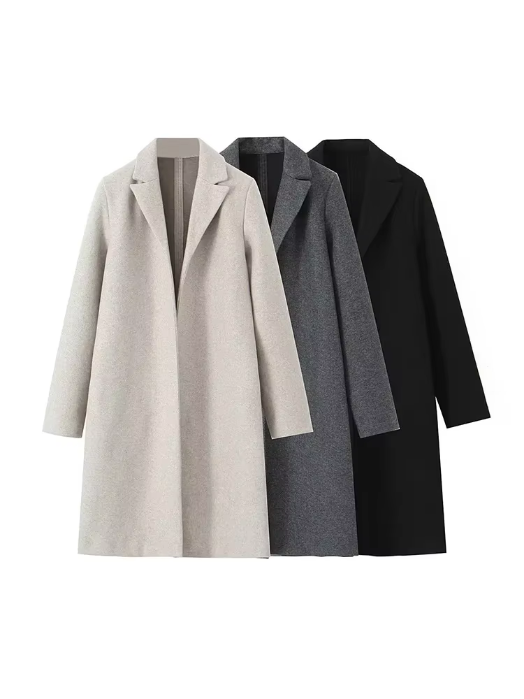 Willshela-Tenues chics pour femmes, col en V, manches longues, point ouvert, long, élégant, monochro