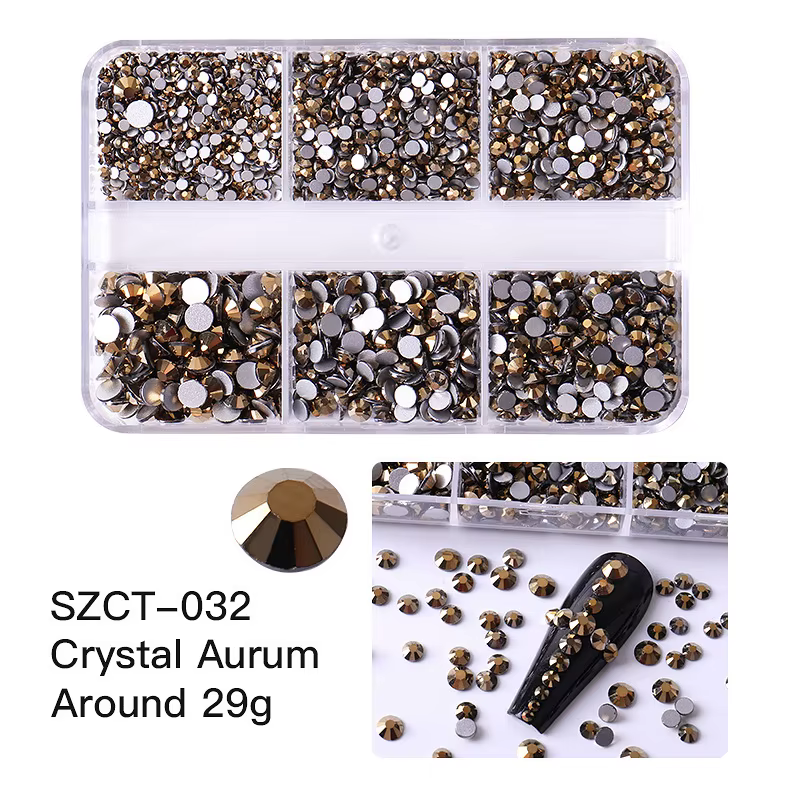 6 grilles SS6-20 taille mixte rose Bronze argent Flatback strass gemmes diamants clignotants 3D Nail