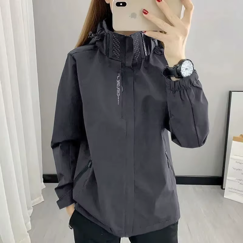 Veste d'extérieur pour femmes, coupe-vent imperméable à capuche, fermeture éclair, randonnée, escala