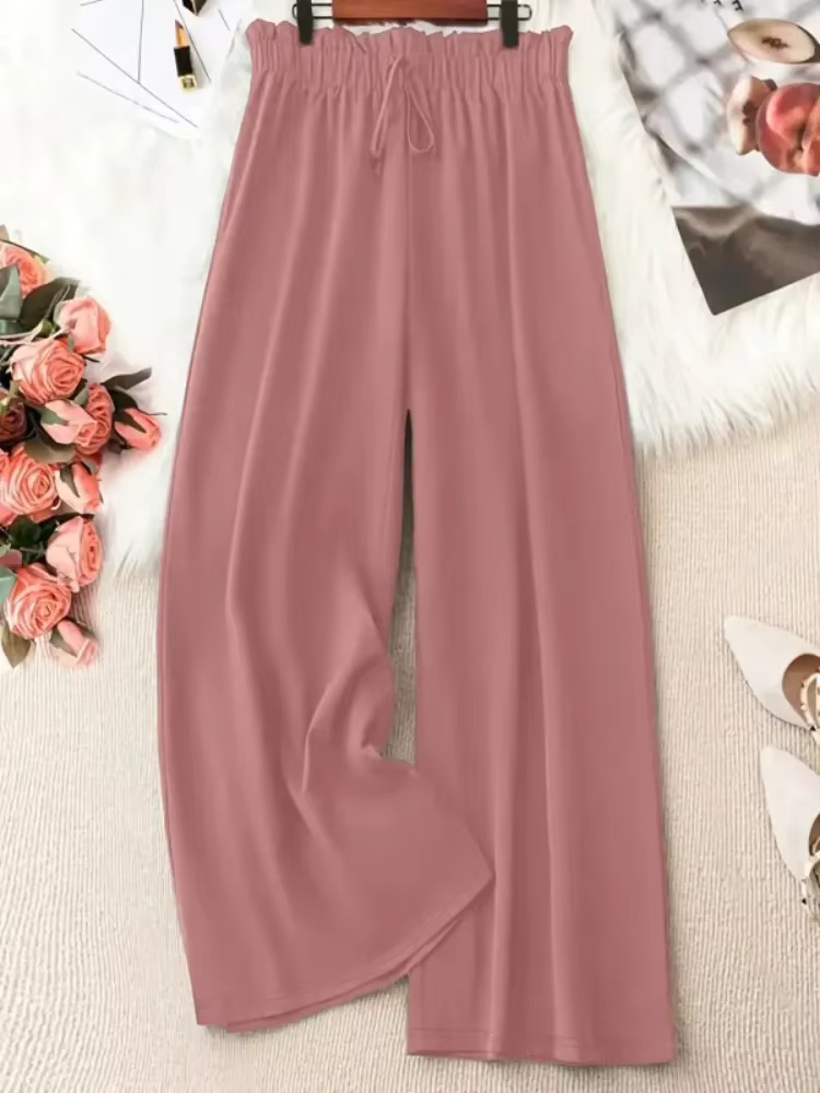 Grande taille 1XL-5XL femmes mode couleur unie pantalon à jambes larges femme décontracté élégant co