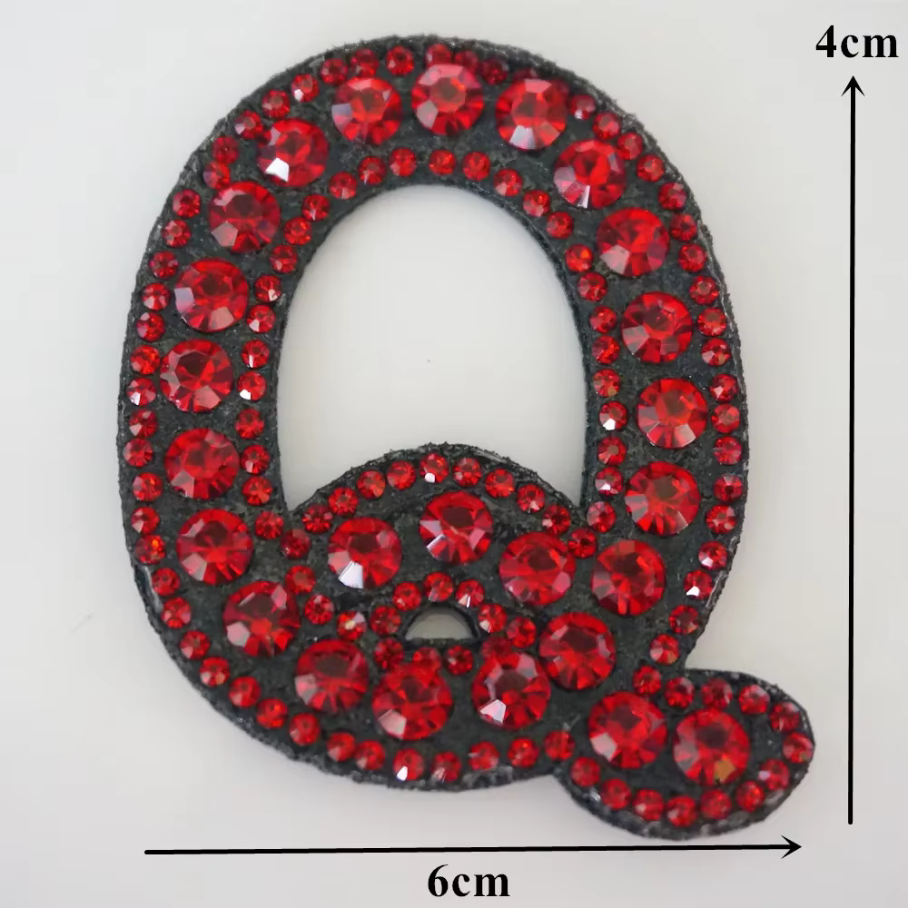 A-Z strass rouge vin Alphabet anglais lettre fer à coudre Badges Patch 3D patchs sac chapeau Jeans A