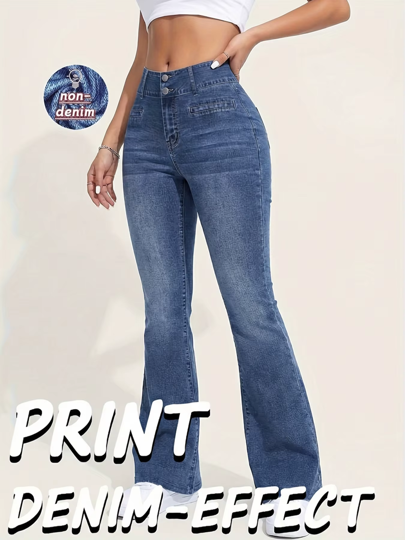 Leggings imprimés non en denim à haute élasticité pour femmes, leggings slim taille haute, leggings