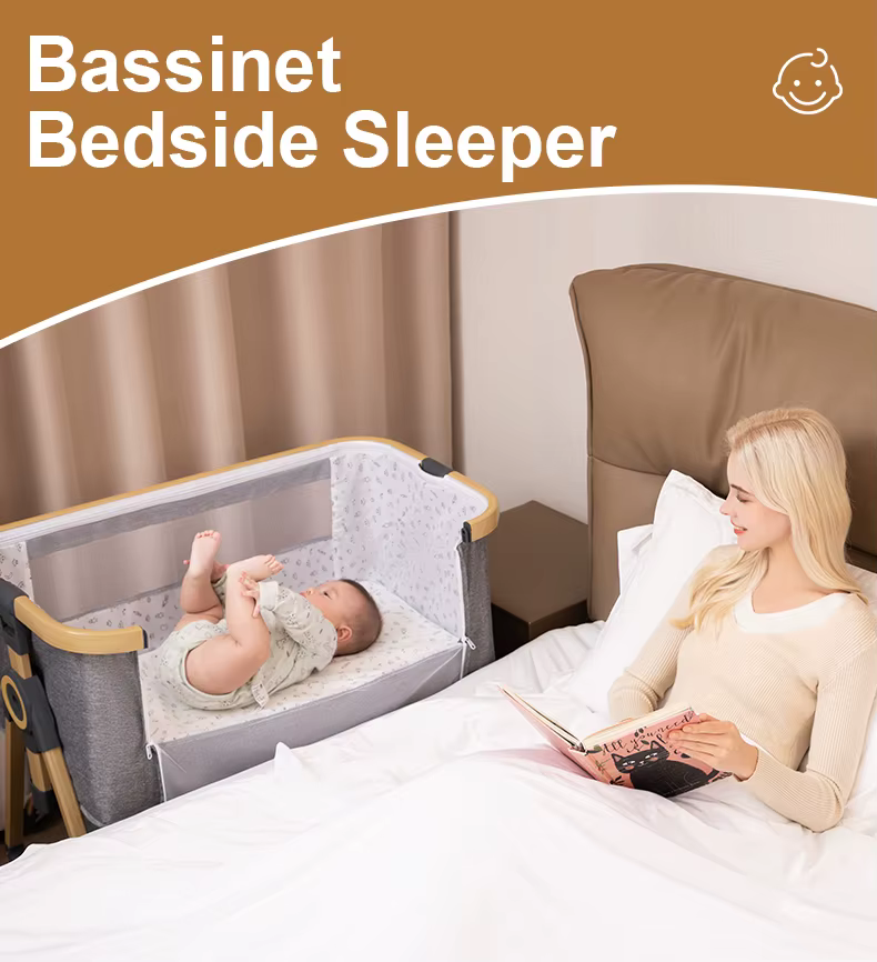 Lit bébé multifonctionnel avec réglage de hauteur pliable, berceau, lit de couchage, lit d'appoint p