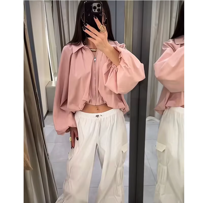 Nouvelles vestes pour femmes Printemps 2026 – Blouse élégante rose ample et chaude pour le printemps