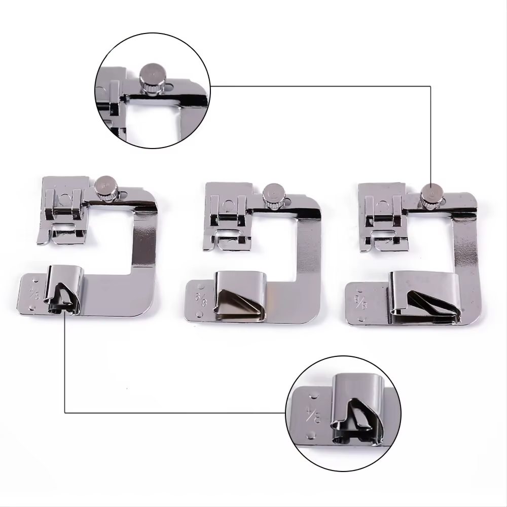 9mm /13mm /19mm /25mm Machine À Coudre Pied Presse Pied Roulé Hem Pieds Ménage Multi Fonctionnelle C