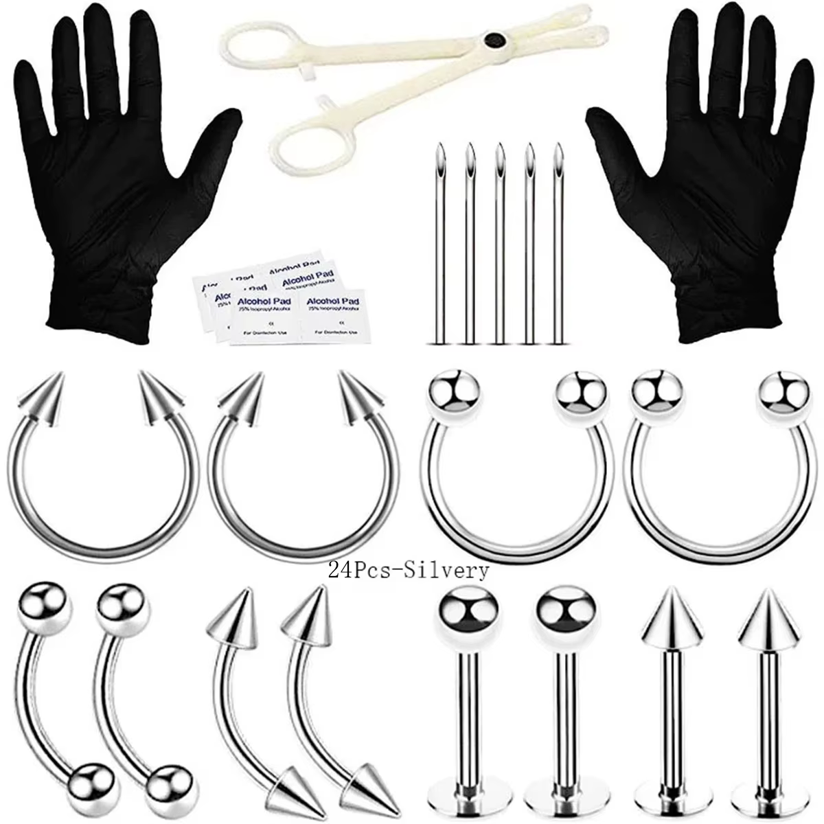 Kit de perçage d'oreille stérile 24/42/84 pièces, pistolet de perçage d'hélice pour Trago de Cartila