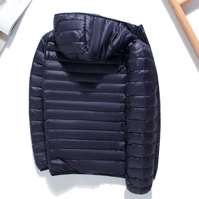 Doudoune Légère à Capuche pour Homme, Doudoune Courte, Grande Taille, Décontractée, Couleur Unie, No
