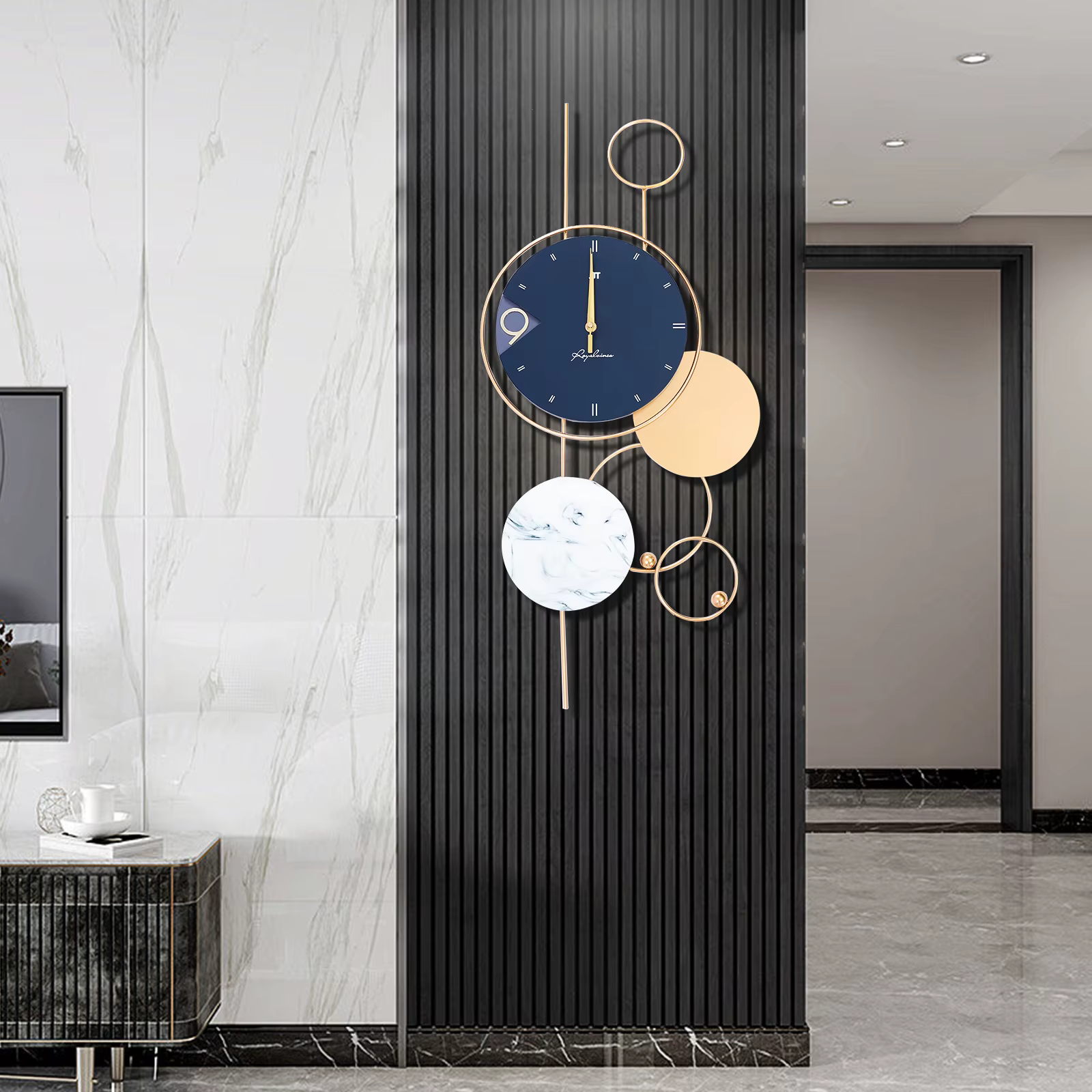 Grandes horloges murales pour décor de salon, métal intérieur, or, chic, décoratif, à piles, silenci