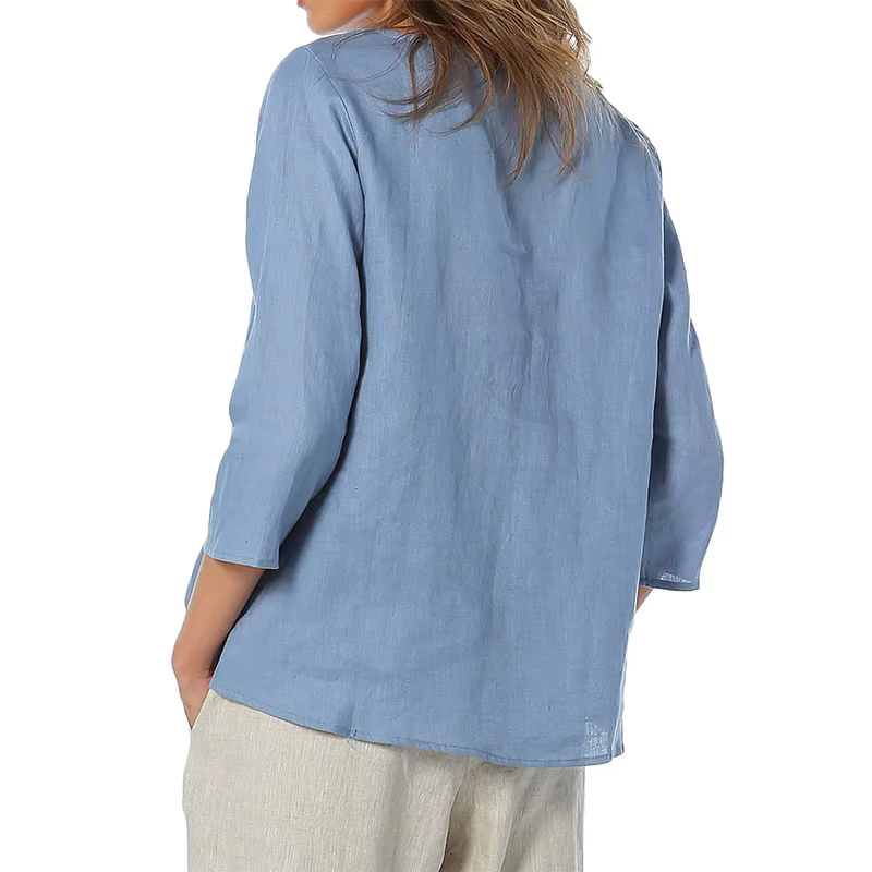 T-shirt Oversize 100% Lin Décontracté Asymétrique Blouses Femme Tendance 2026 Harajuku Basique Haut 
