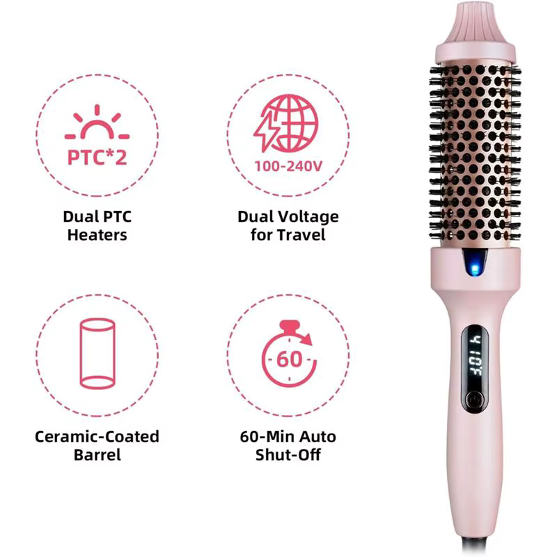 YANA35R brosse thermique brosse à friser, brosse ronde thermique chauffée ionique négative pour Look