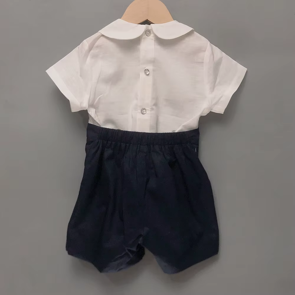 Ensemble de Boutique pour enfants, 2 pièces, smocks espagnol, en coton et lin, costume à manches cou