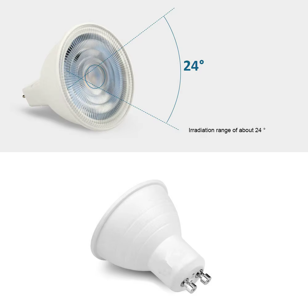Ampoules de projecteur LED GU10 à intensité variable, Angle de faisceau de 24 degrés COB 7W 110V 220