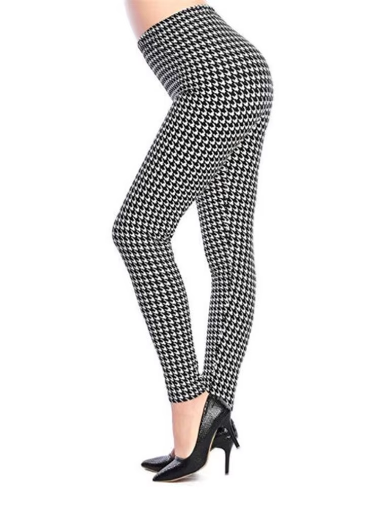 CUHAKCI Graffiti Leggings imprimé fleuri Leggins pour femmes Leggings pied-de-poule vente élastique 
