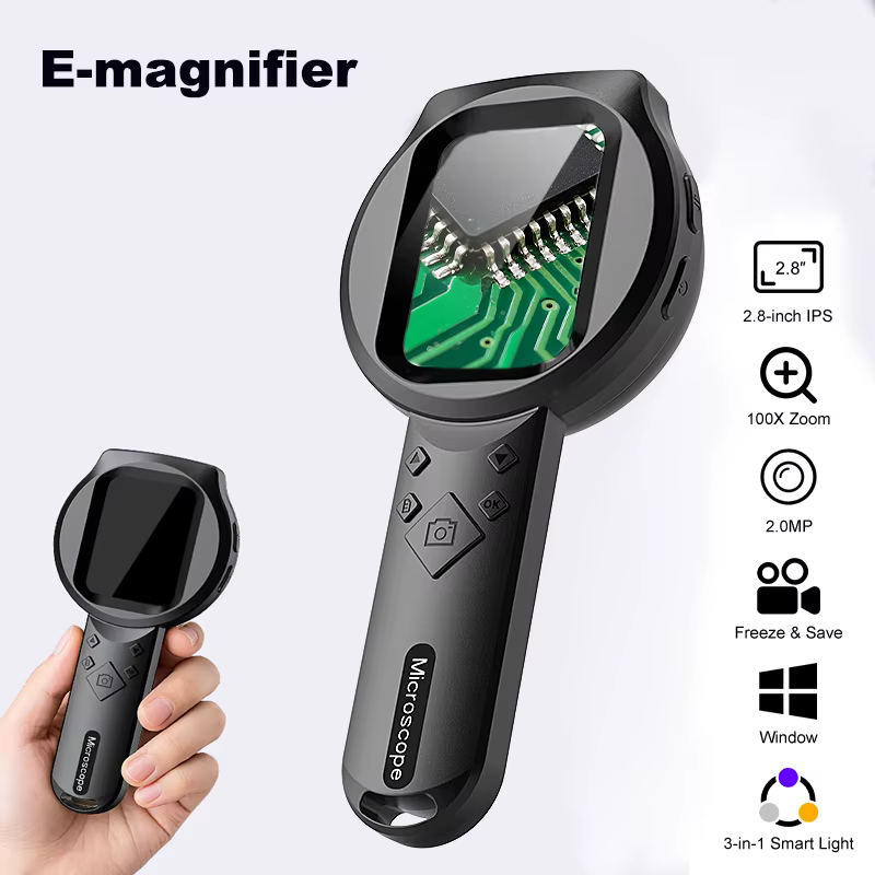 Microscope numérique LED loupe vidéo grossissement 100X écran IPS 2.8 ''avec caméra 2.0MP pour répar