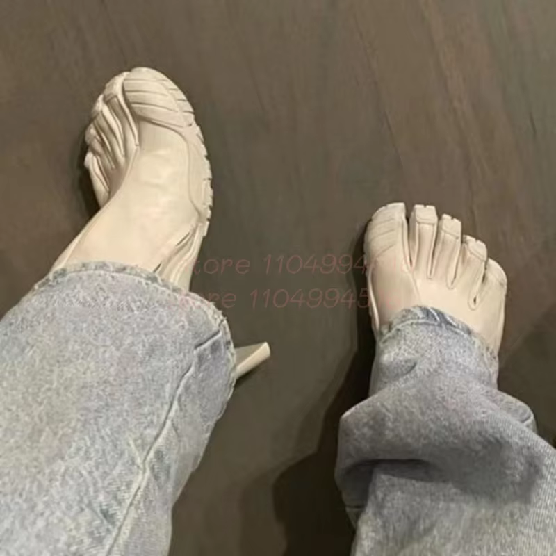 Femmes Fuchsia daim cinq doigts bottes en cuir noir bout fendu talon carré mi-mollet bottes sexy mod