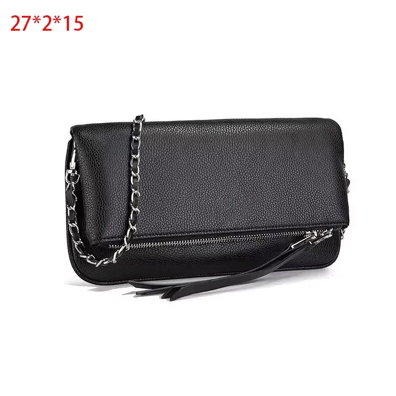 Sac à main à bandoulière à ailes pour femmes, sac enveloppe noir classique avec sangle de chaîne en 