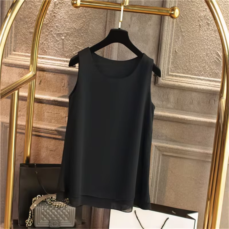 Chemise en mousseline de soie à col rond pour femmes, haut précieux, blanc, bleu, rouge, chemise en 