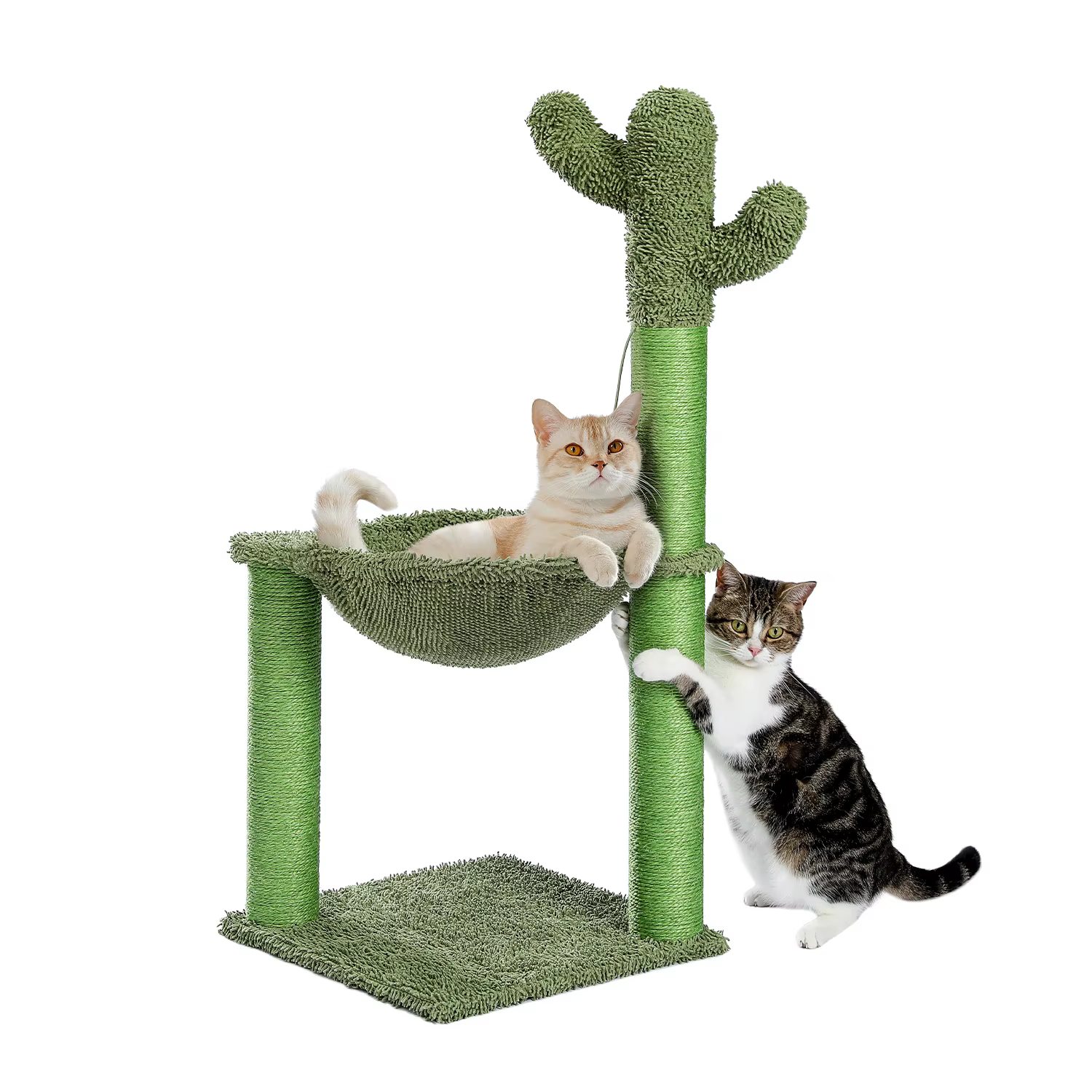 Arbre à Chat Pantum avec Tour de Jeu en Hamac, Poste à Gratter en Sisal, Entièrement Enveloppé, Vert