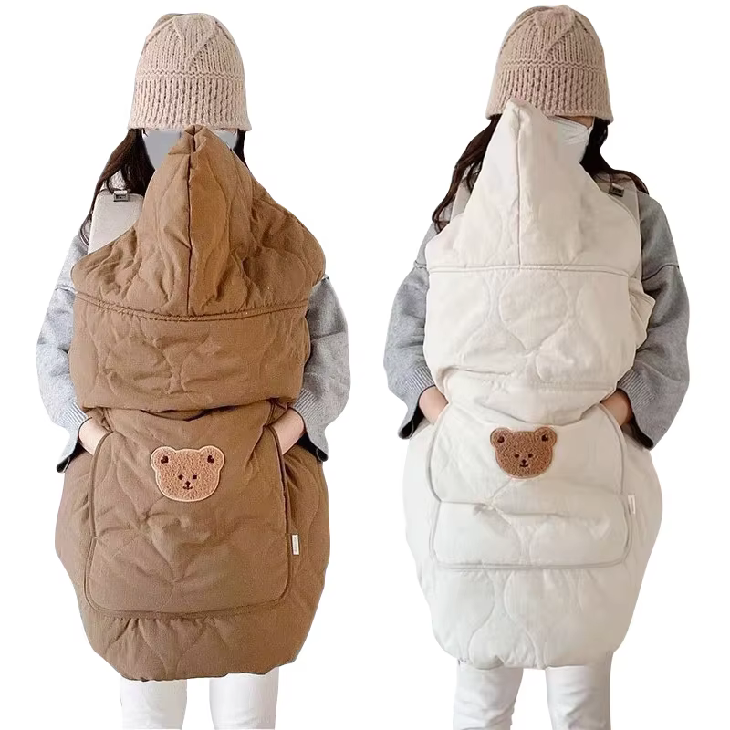Couverture à capuche pour poussette de bébé, lange d'emmaillotage pour nouveau-né, porte-bébé chaud,