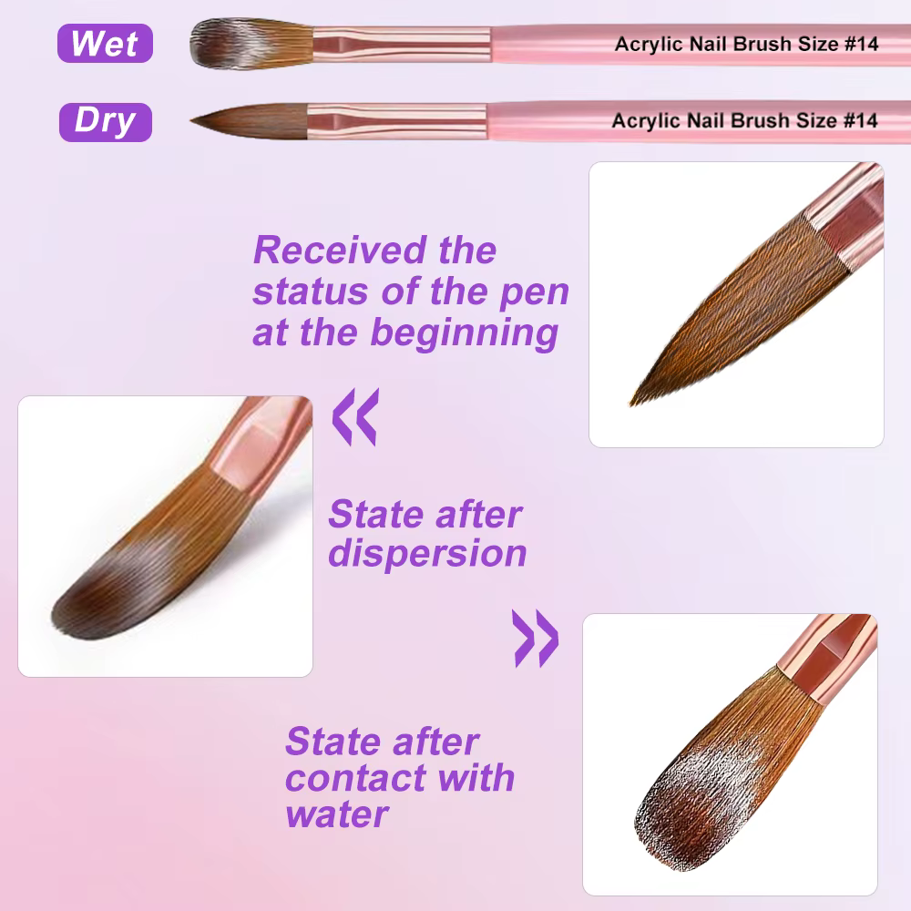 Brosse à ongles pour Application acrylique, 3 pièces, 8/10/14 #   Pinceaux à ongles professionnels r