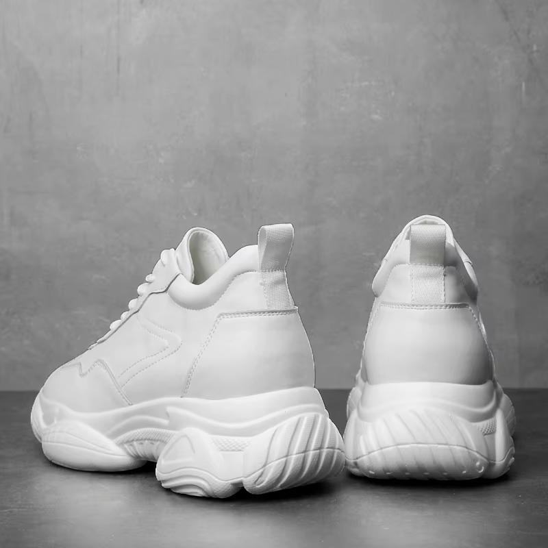 Chaussures rehaussantes pour hommes, semelle intérieure augmentée de 8cm, blanc, noir, grande taille