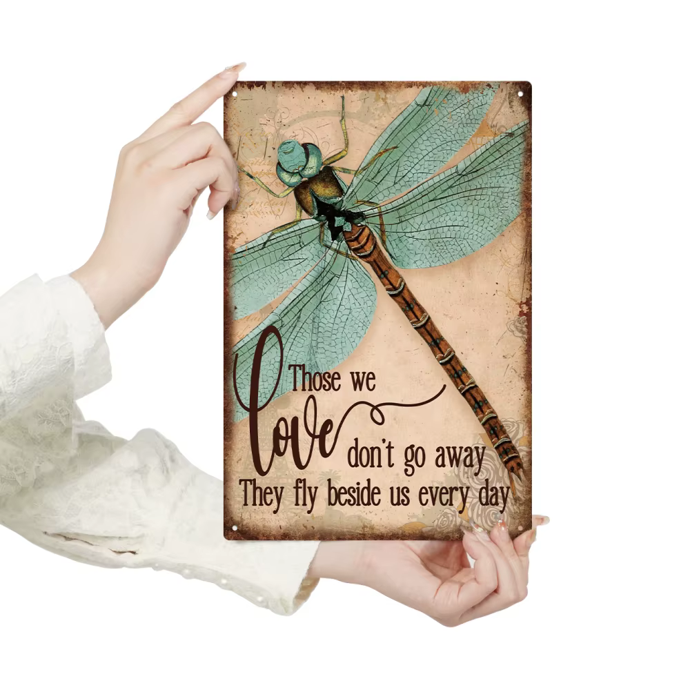 Putuo Decor-Affiche d'art mural en métal libellule, citation de motivation vintage, 18 plaques, Hiph