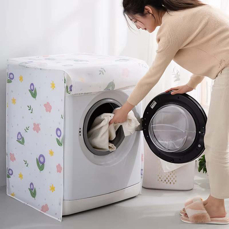 Couvercle anti-poussière pour Machine à laver à tambour, imprimé de dessin animé mignon, couverture 