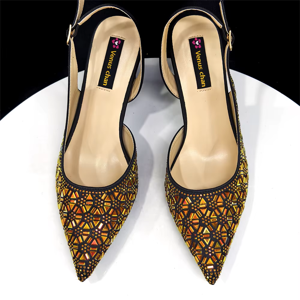 Ensemble élégant de chaussures et de sacs à talons hauts pour femmes italiennes à bout pointu noir e
