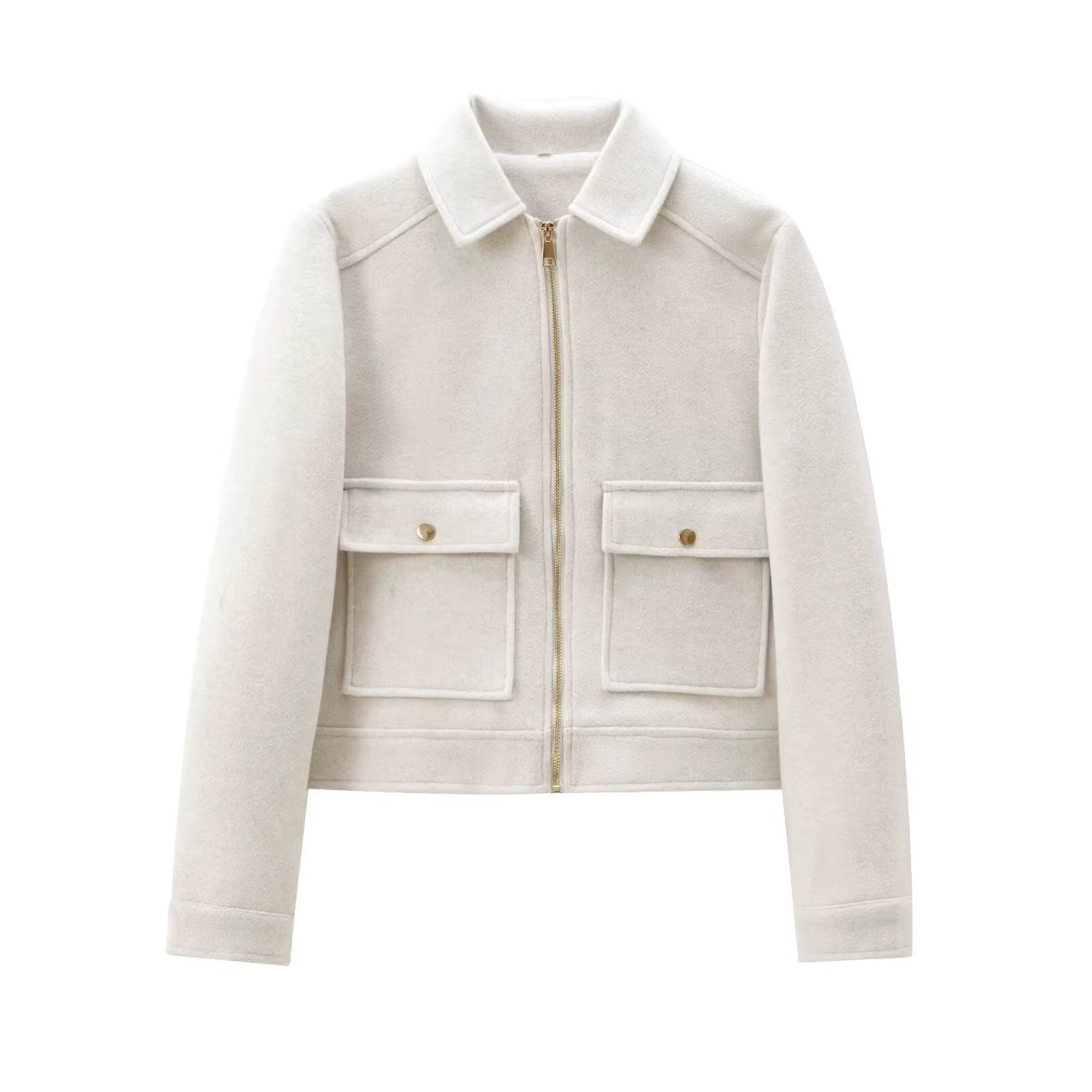 Veste à fermeture éclair pour femme, manteau d'hiver à manches longues avec poches, manteau court de