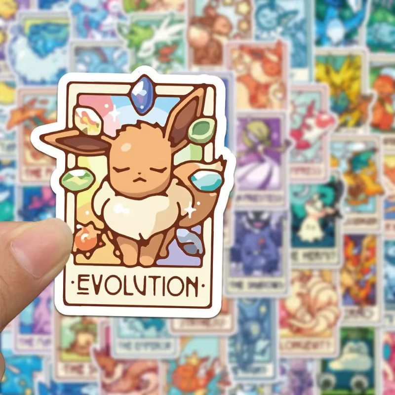 60 autocollants uniques Pokémon Tarot, imperméables, mignons, de dessin animé, pour coque de télépho