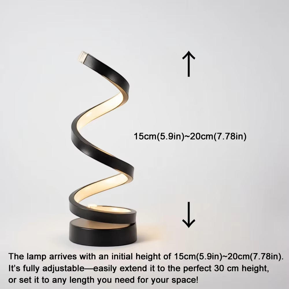 Lampe de table LED à intensité variable en spirale, adaptée au salon, chambre à coucher, bureau, lum