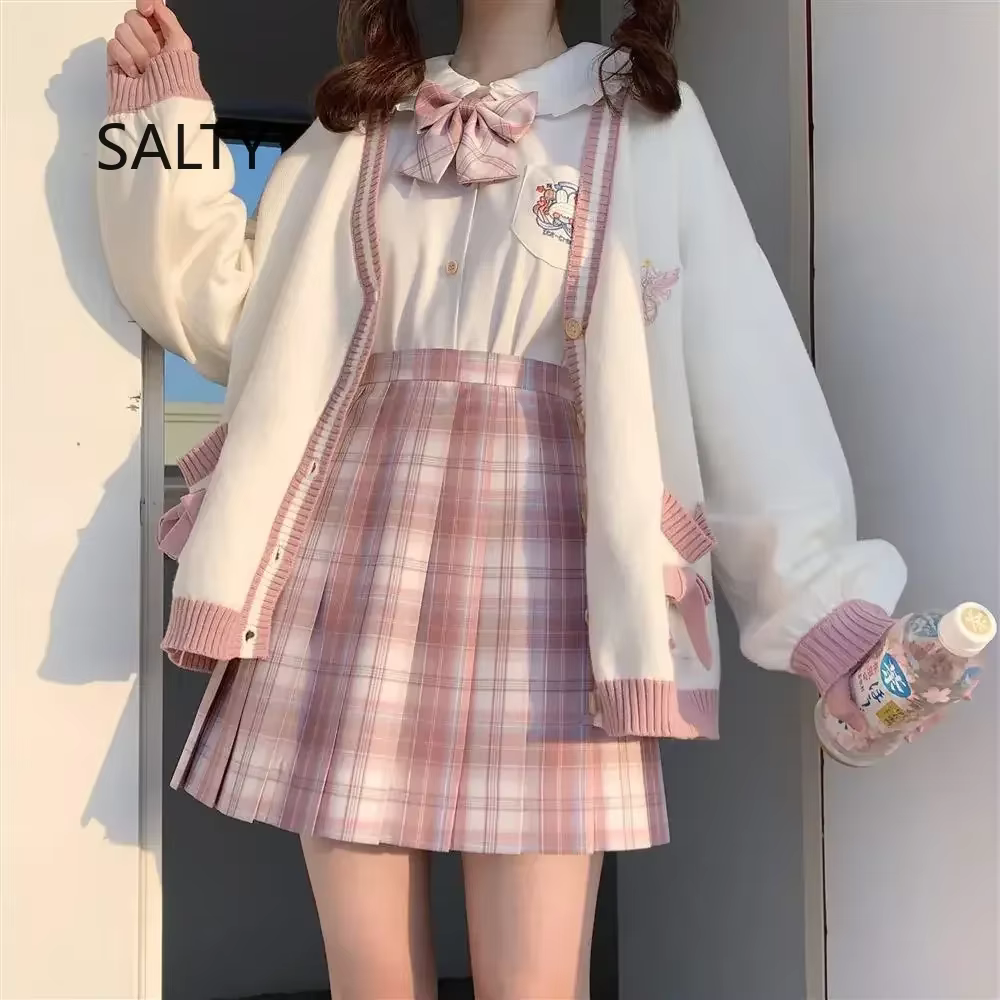 Cardigan surdimensionné brodé de style japonais pour femmes, pull femme, adorable, Harajuku, automne