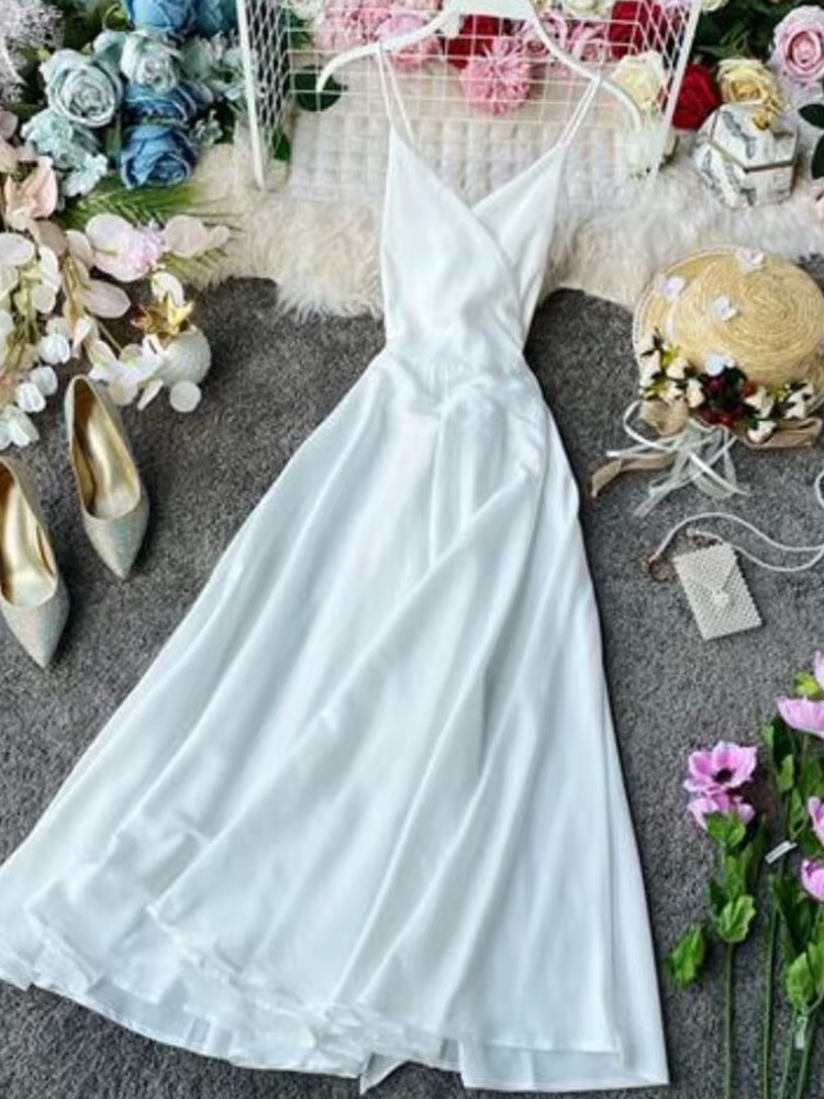Jmprs – robe longue en Satin, taille haute, pour femmes, tenue élégante de plage, vacances, été, 202