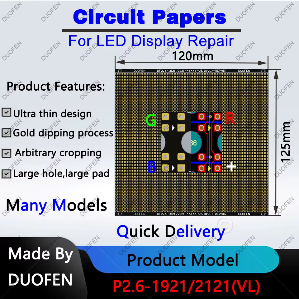 Papier de circuit série P2.6, tampons à souder double face, entièrement coupés avec de grands trous,