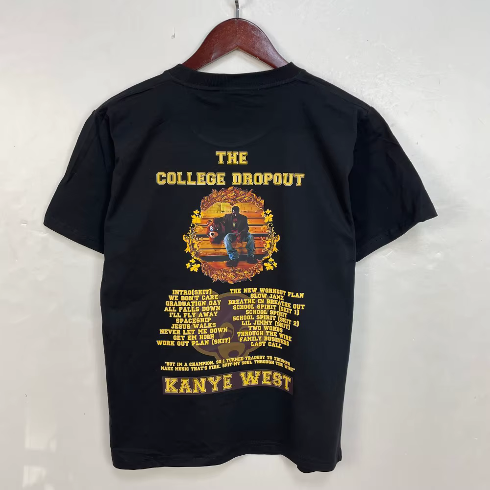 Kanye West meilleur célèbre le collège abandonné graphique t-shirt hommes femmes Hip Hop Rap Vintage