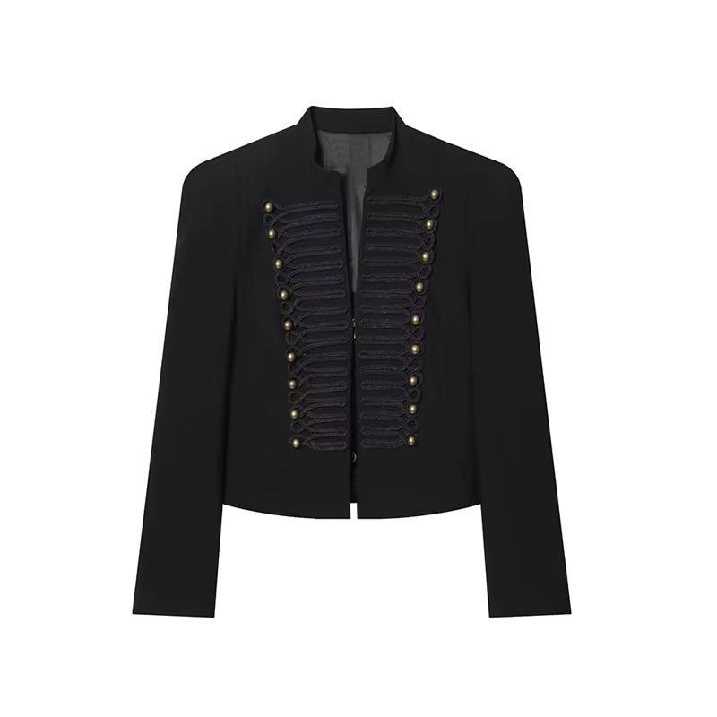 TFAFXY 2026 Printemps Veste Courte Décontractée pour Femme à Manches Fines et Patchwork, Style Urbai