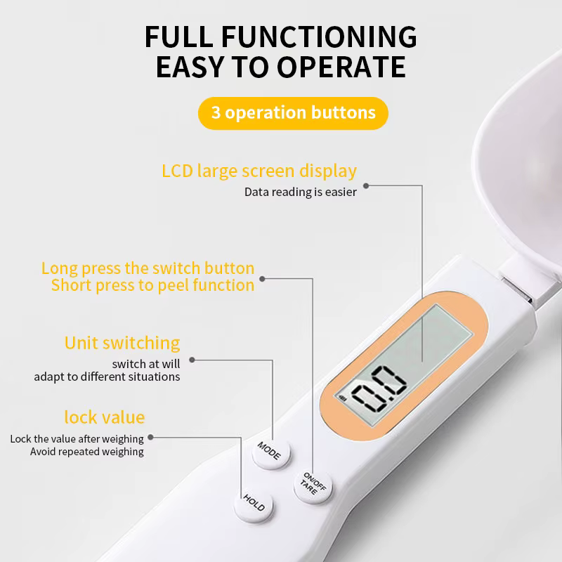 Balance de cuisine numérique électronique LCD, mini cuillère, balance alimentaire, cuisson, farine, 