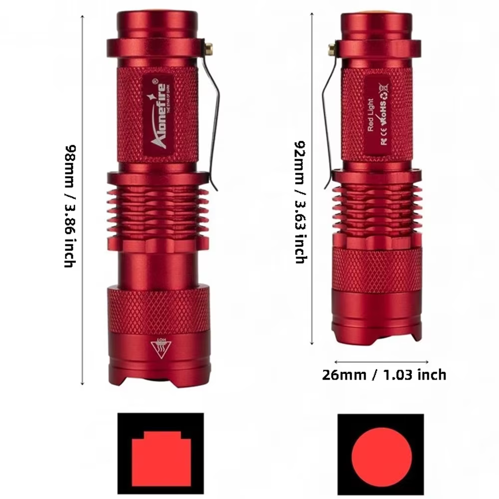 Lampe de poche à Zoom à lumière rouge, Mini chasse, abeilles, pêche, vaisseaux sanguins, astronomie,