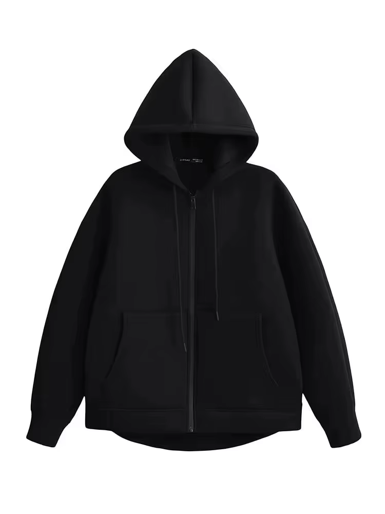 HH automne hiver femmes fermeture éclair manteau à capuche haute rue Double poches surdimensionné Ja