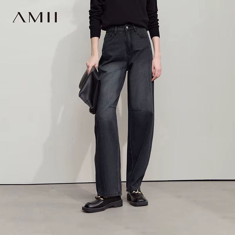 Jean décontracté Amii pour femme, nouvelle collection Printemps 2025, pantalon minimaliste rétro pol